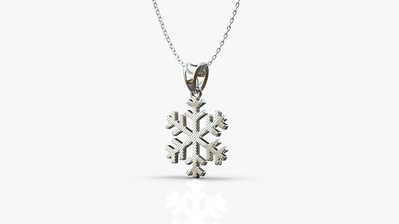 Silver Snowflake Necklace Pendant Winter Snow Weather Christmas Gift Women Men