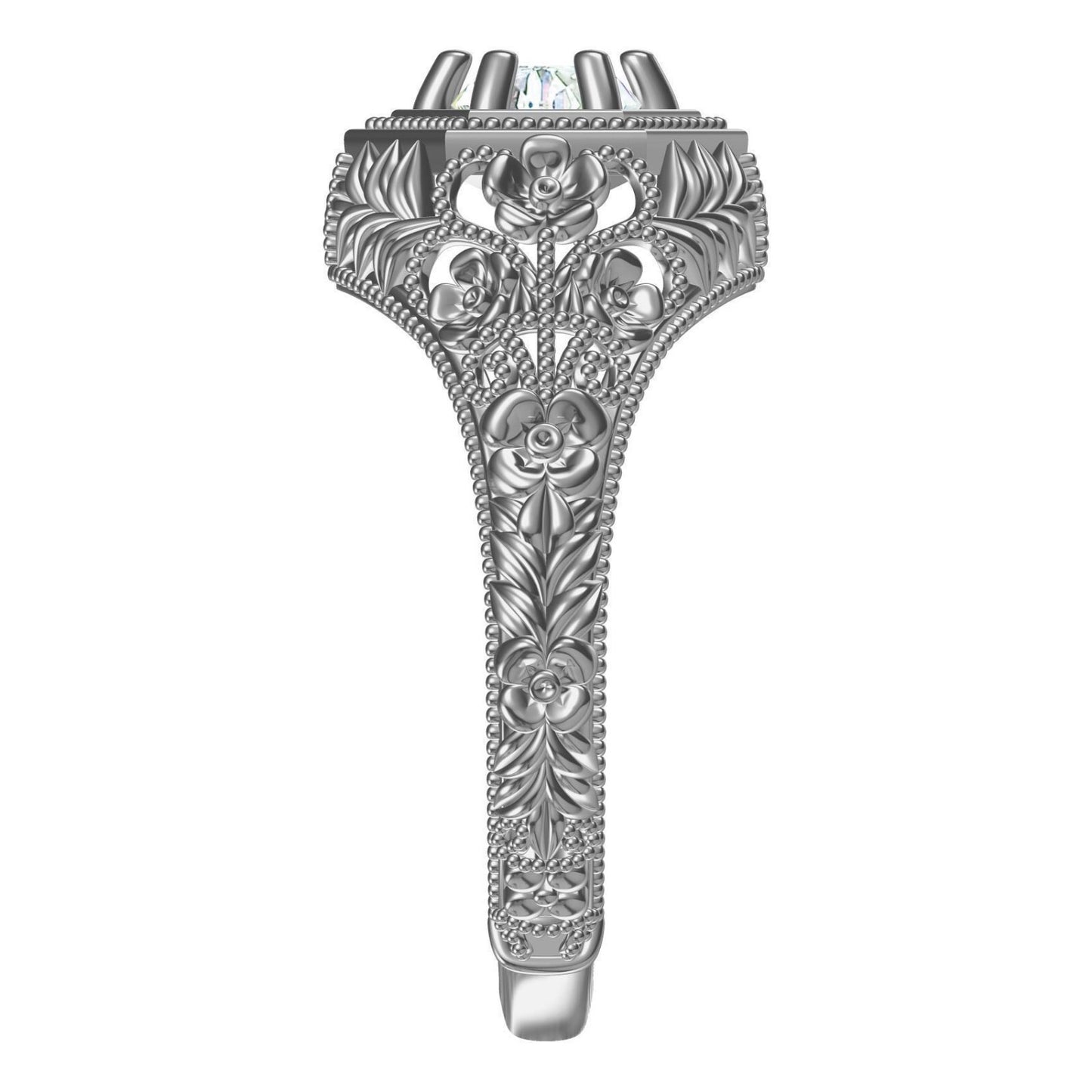 Art Deco Round Lab Created Solitaire Engagement Ring 925 Silver US5-15 Gift Ring