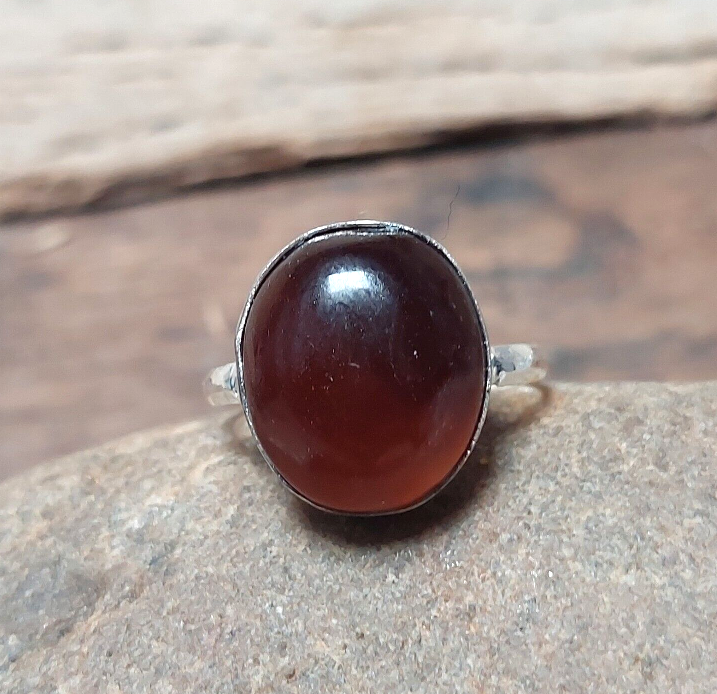 Natural Brown Slice Agate Ring,best gift 925 Sterling Silver Agate Jewelry