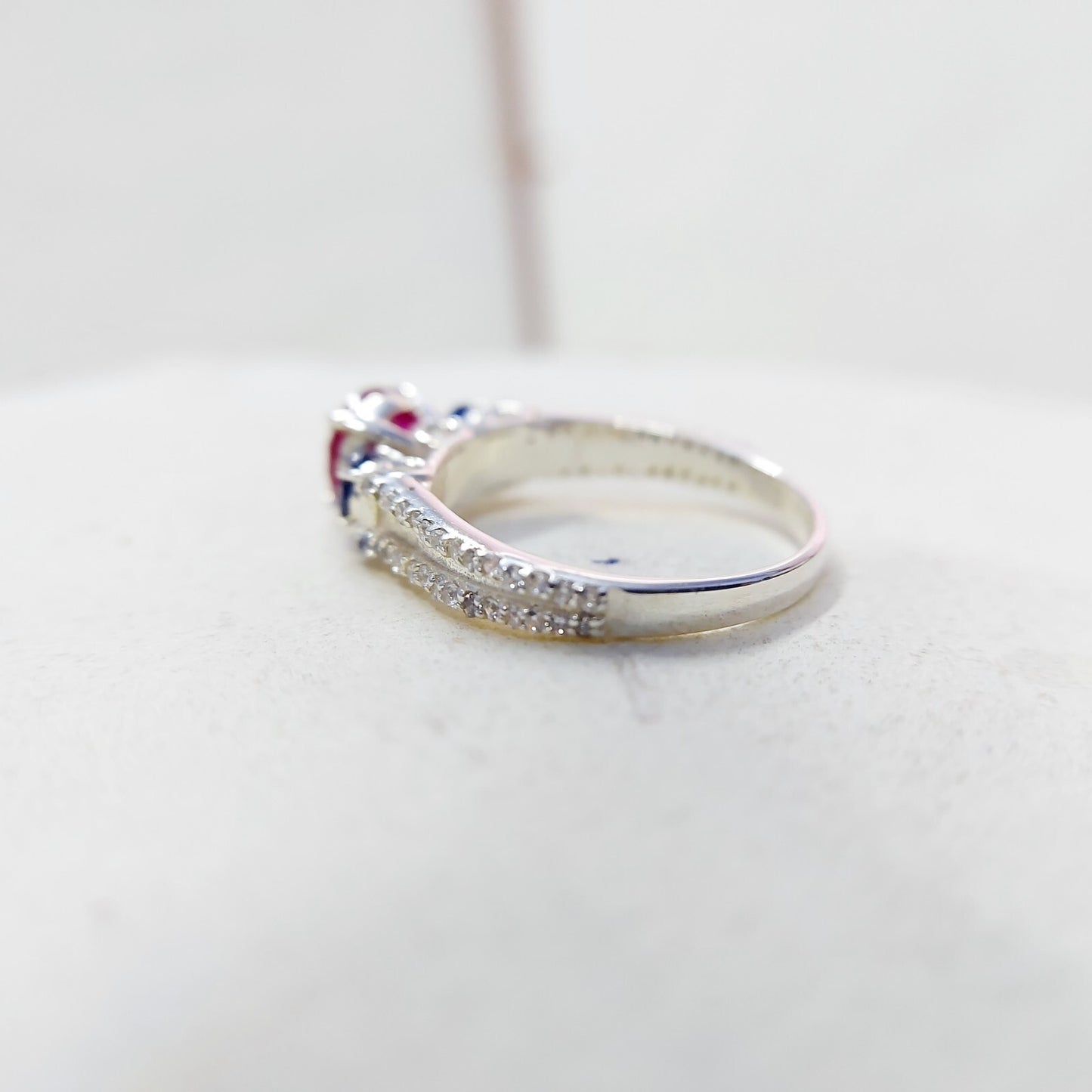 Sapphire and Ruby Wedding Ring Engagement Band 925 Sterling Silver Ring Us5~ 15