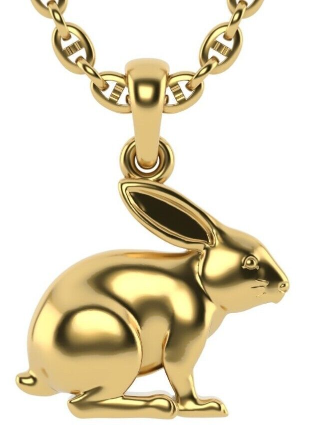 Rabbit Brass Pendant Necklace Brass Animal Charm Jewelry Gift For Animal Lovers