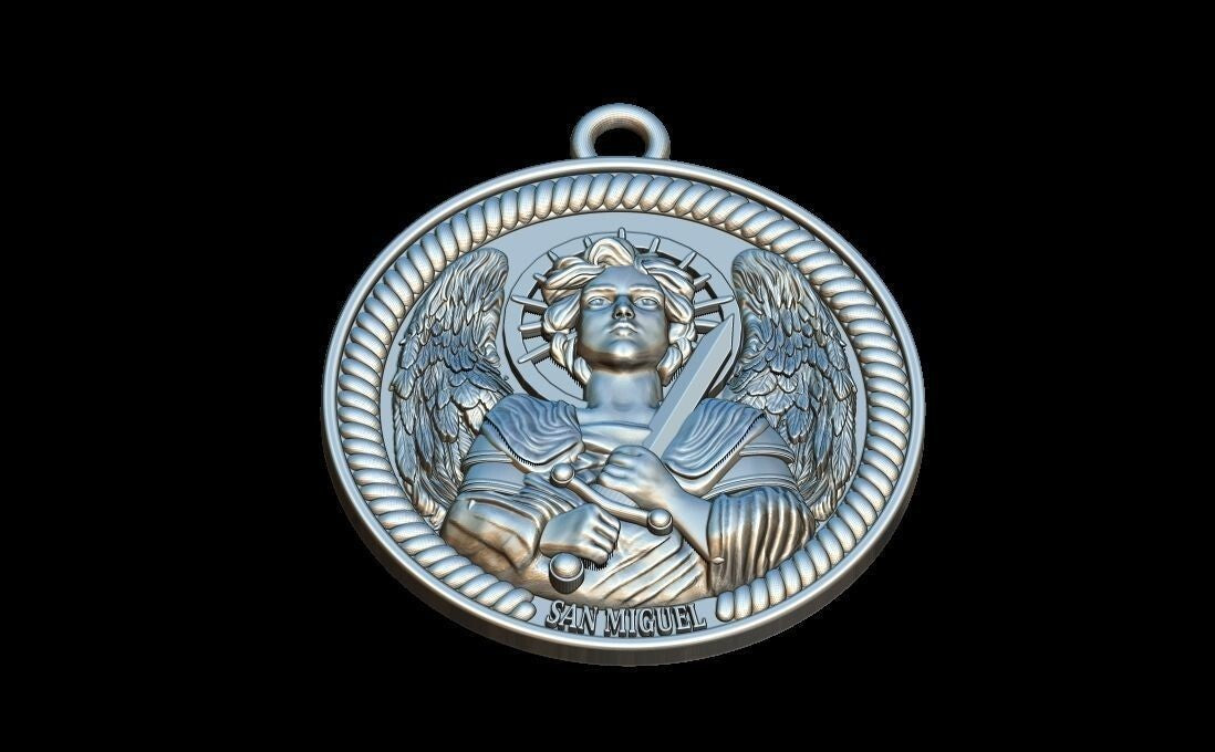 Saint Michael Archangel Medal Pendant Silver Religious Protection Necklace Gift