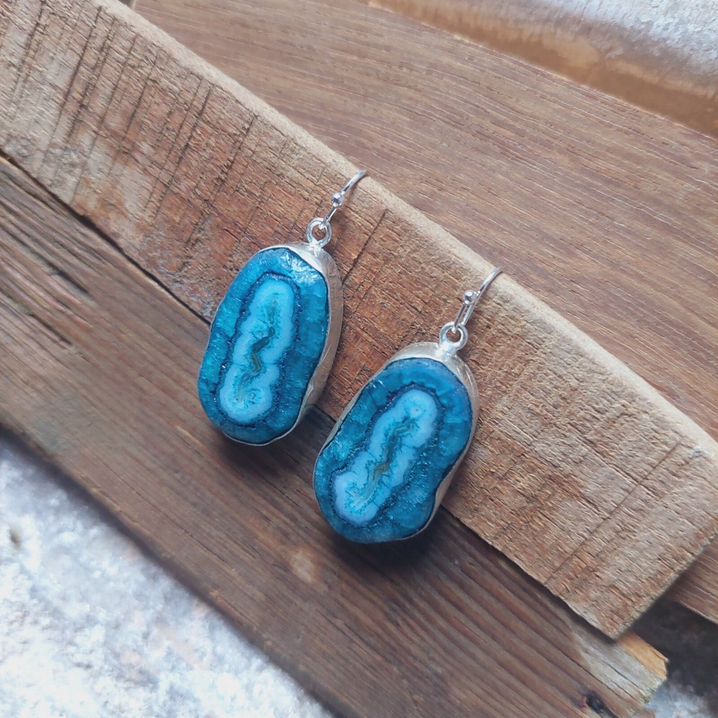 Blue Solar Quartz 925 Sterling Silver Handmade Earrings Solar Gemstone Earrings