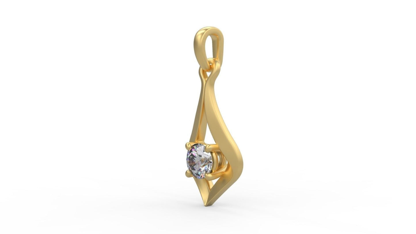 Round Cut Cubic Zircon Women Necklace Pendant Brass Solitaire Women Jewelry Gift
