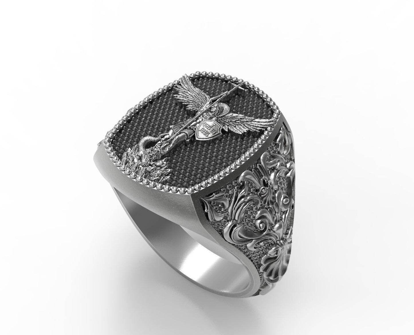 925 Sterling Silver Catholic St Michael Archangel Ring Michael Archangel Us7~ 15