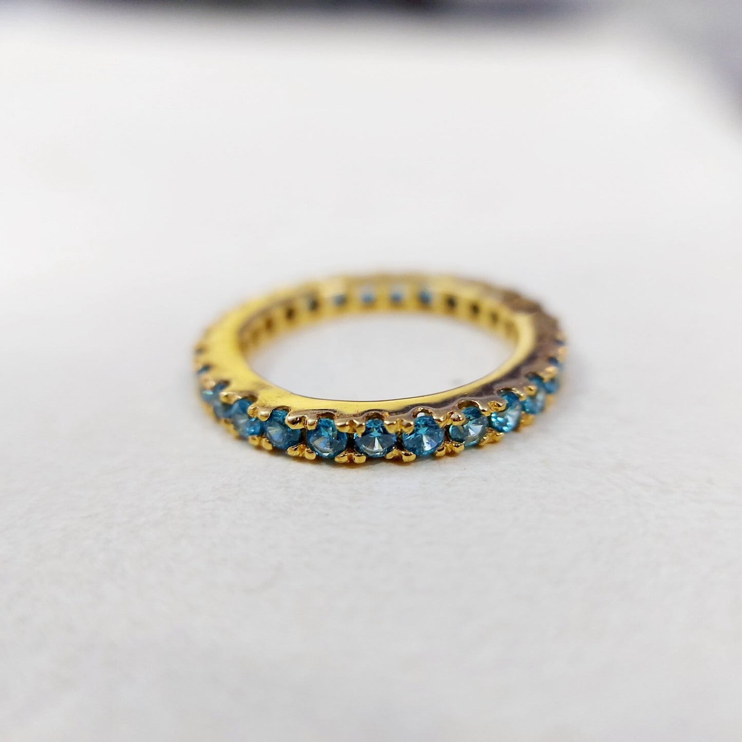 Natural Blue Topaz Ring Gemstone Wedding Eternity Band 925 Silver Jewelry Us5~15