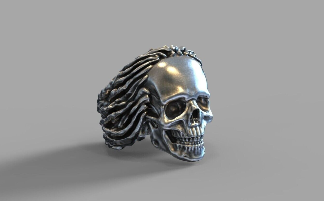 Silver Skull Biker Ring Bold Design US5~15 New Fashion Skull Wedding Ring Men
