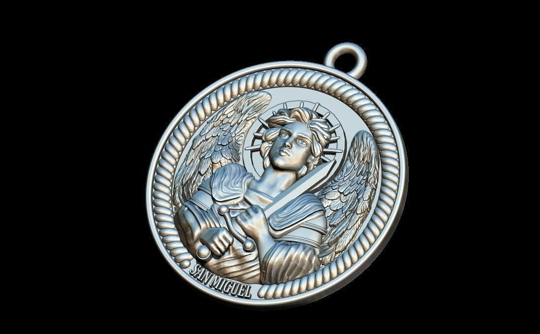 Saint Michael Archangel Medal Pendant Silver Religious Protection Necklace Gift
