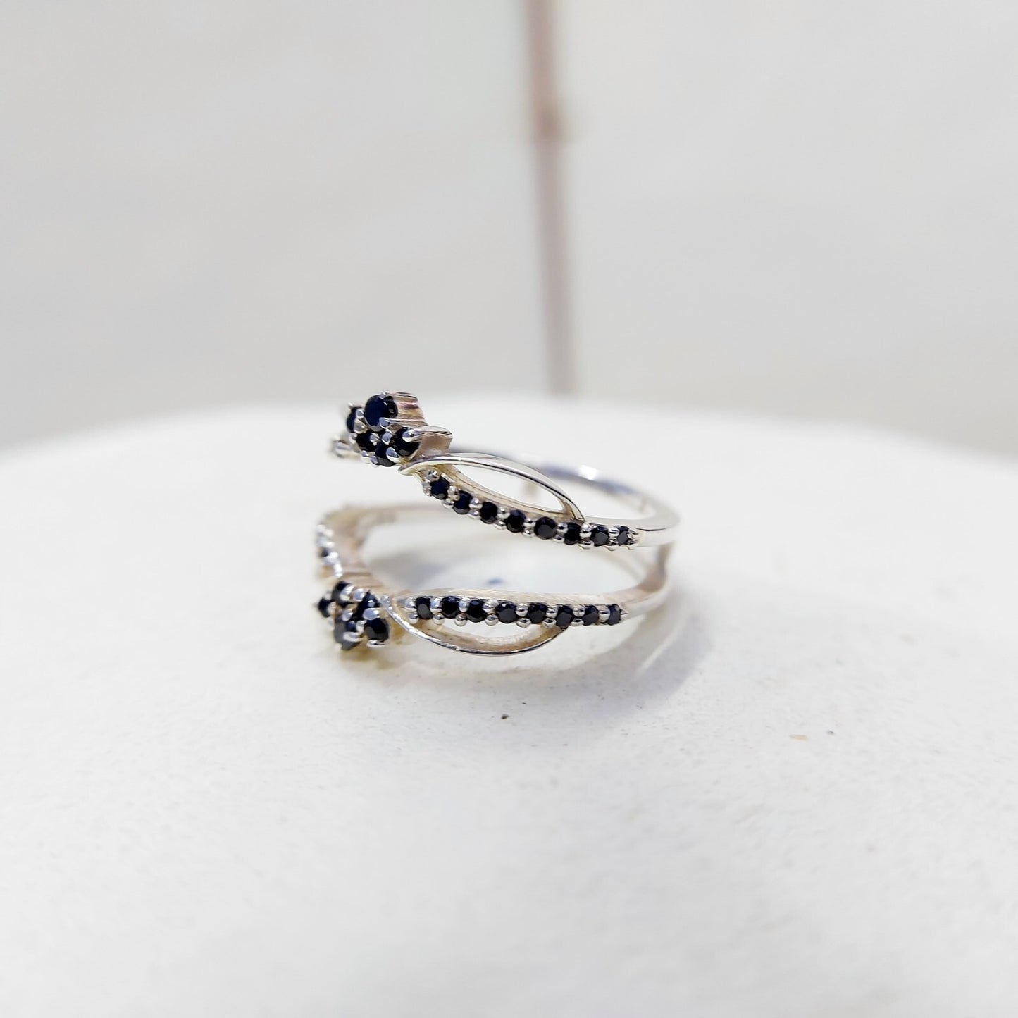 Black Sapphire Eternity Wedding Ring 925 Silver Women Gift Eternity Ring Us5~ 15
