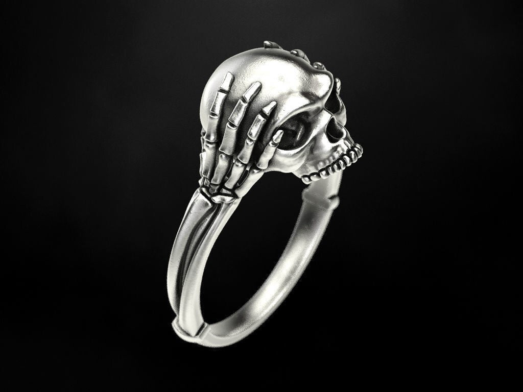 925 Silver Skull Bone Ring Gothic Biker Style Jewelry For Men Women Gift US5~15