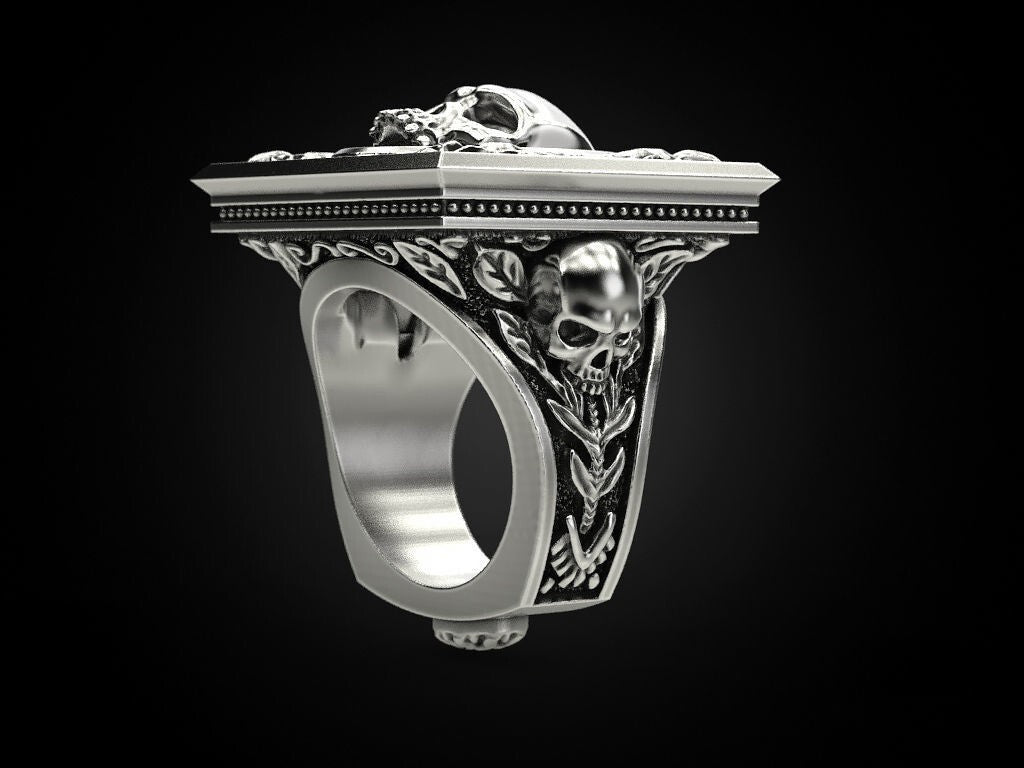 Big Men Gothic Biker Skull Ring 925 Sterling Silver Vintage Style Jewelry US5~15
