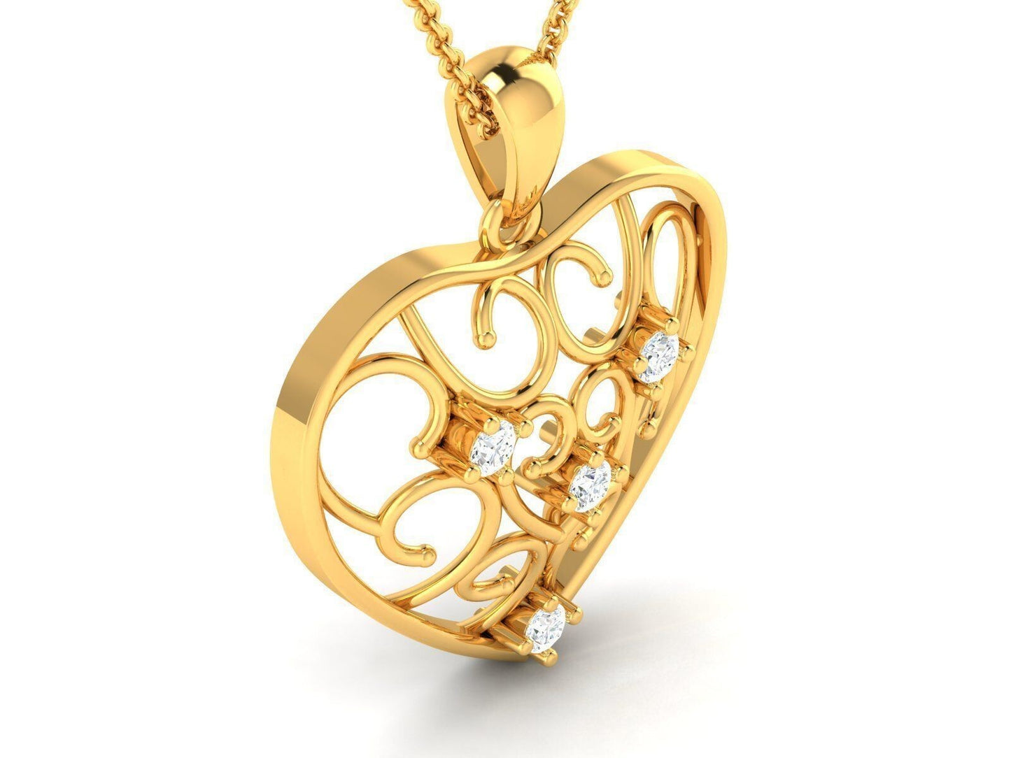 Heart Brass CZ Pendant Necklace Dainty Heart Charm Gift For Women Girlfriend