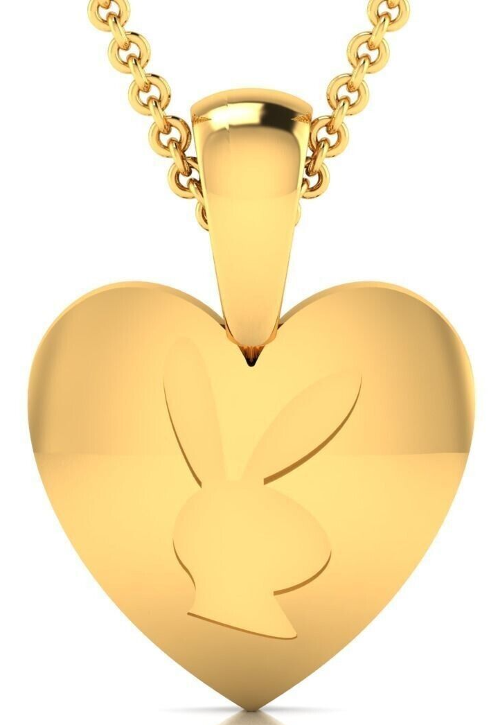 Playboy Bunny Heart Pendant Brass Waterproof Necklace Gift For Her Valentine Day
