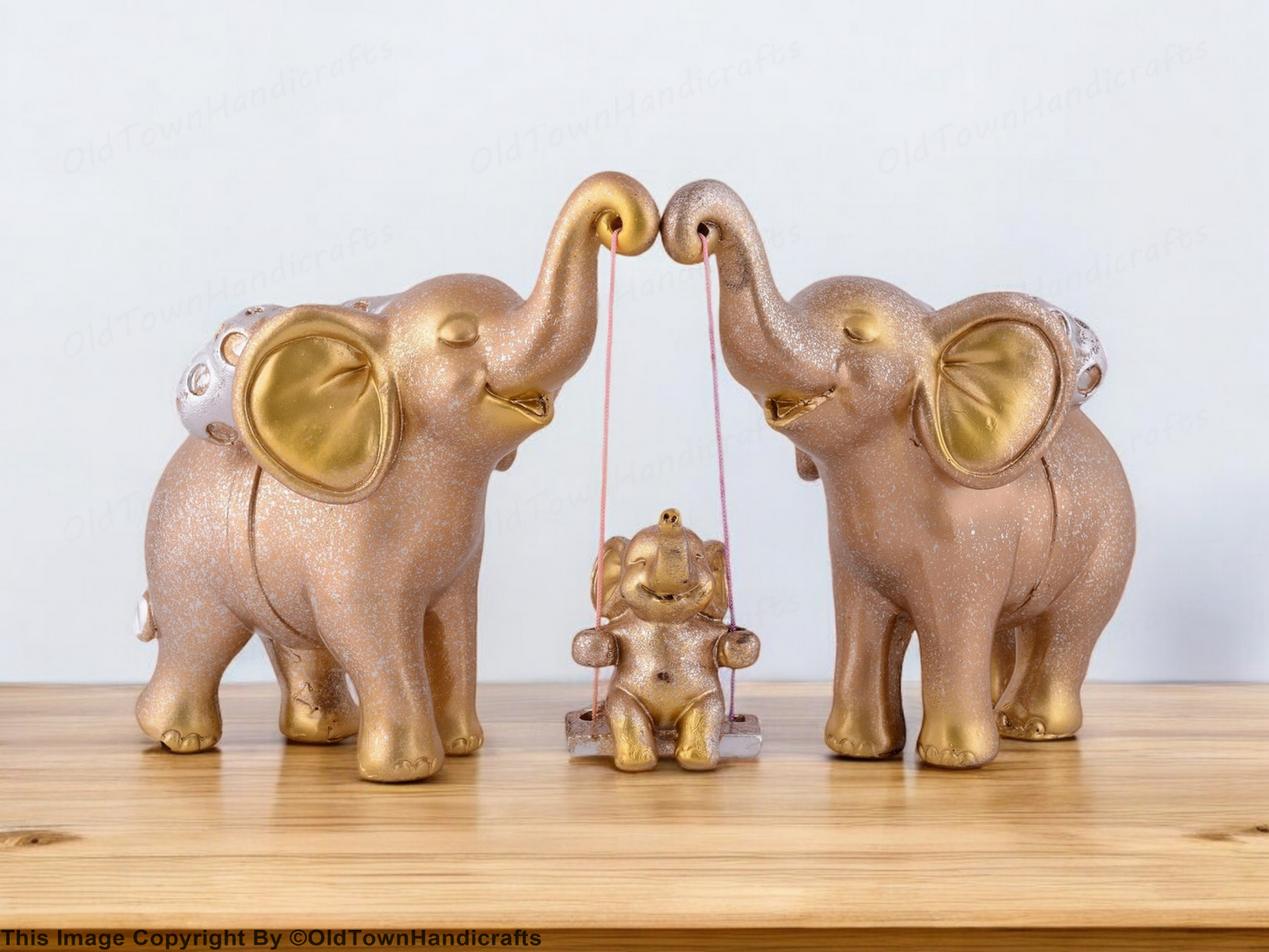 Set of 3 Golden Elephant Showpieces for Home Office Decor Elegant Gift Idea