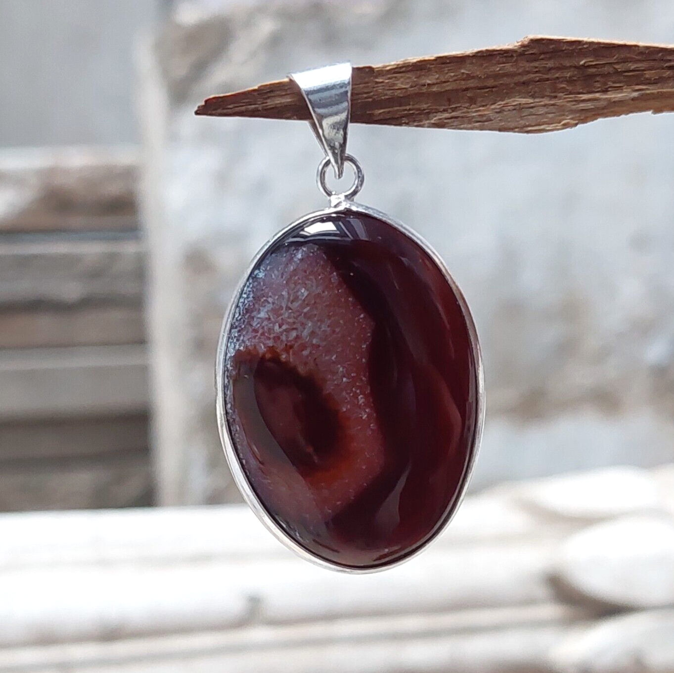 Beautiful Banded Agate Handmade 925 Sterling Silver Pendant,Jewelry Necklace