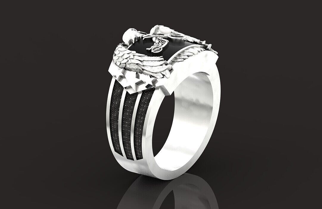 925 Silver Eagle Biker Ring Gothic Punk Signet Ring US5~15 Vintage Style Ring
