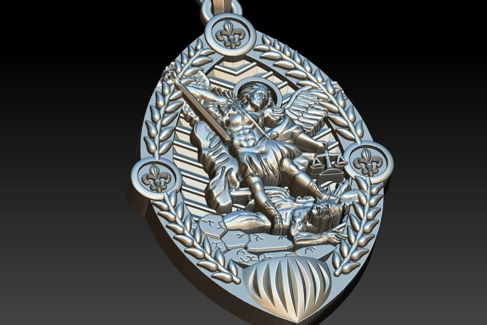 925 Silver San Miguel St Michael Archangel Gothic Charm Pendant Necklace For Men