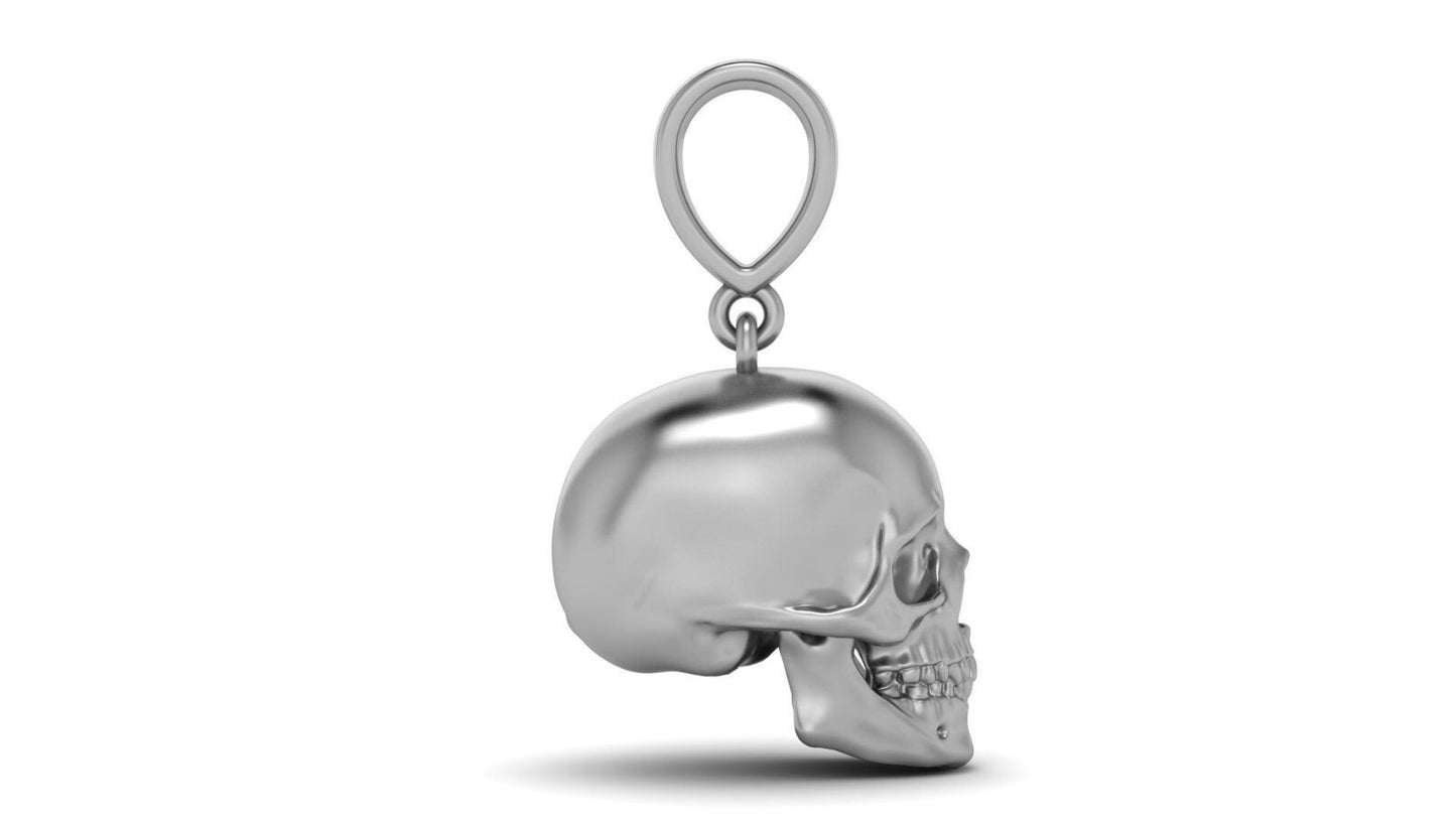 Silver Laughing Skull Pendant Skull Head Necklace Unique Gift For Family Friend