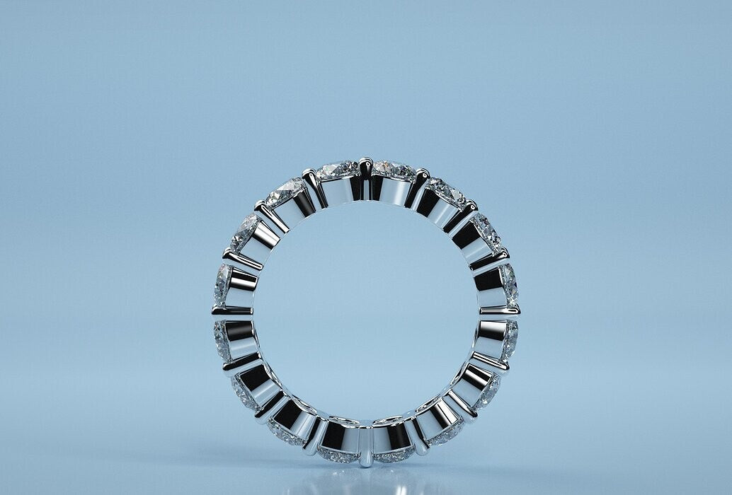 925 Silver CZ Round Eternity Bridal Wedding Band Skinny Ring Women Gift US5-15