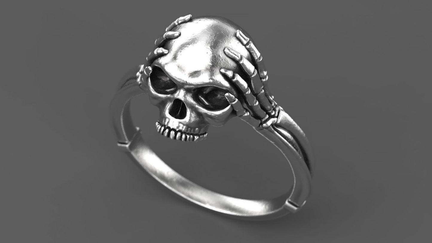 925 Silver Skull Bone Ring Gothic Biker Style Jewelry For Men Women Gift US5~15