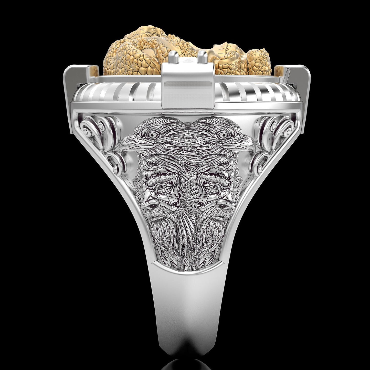 Handmade Skull Snake CZ Ring Brass Gothic Punk Jewelry Men Women Gift US5~ 15