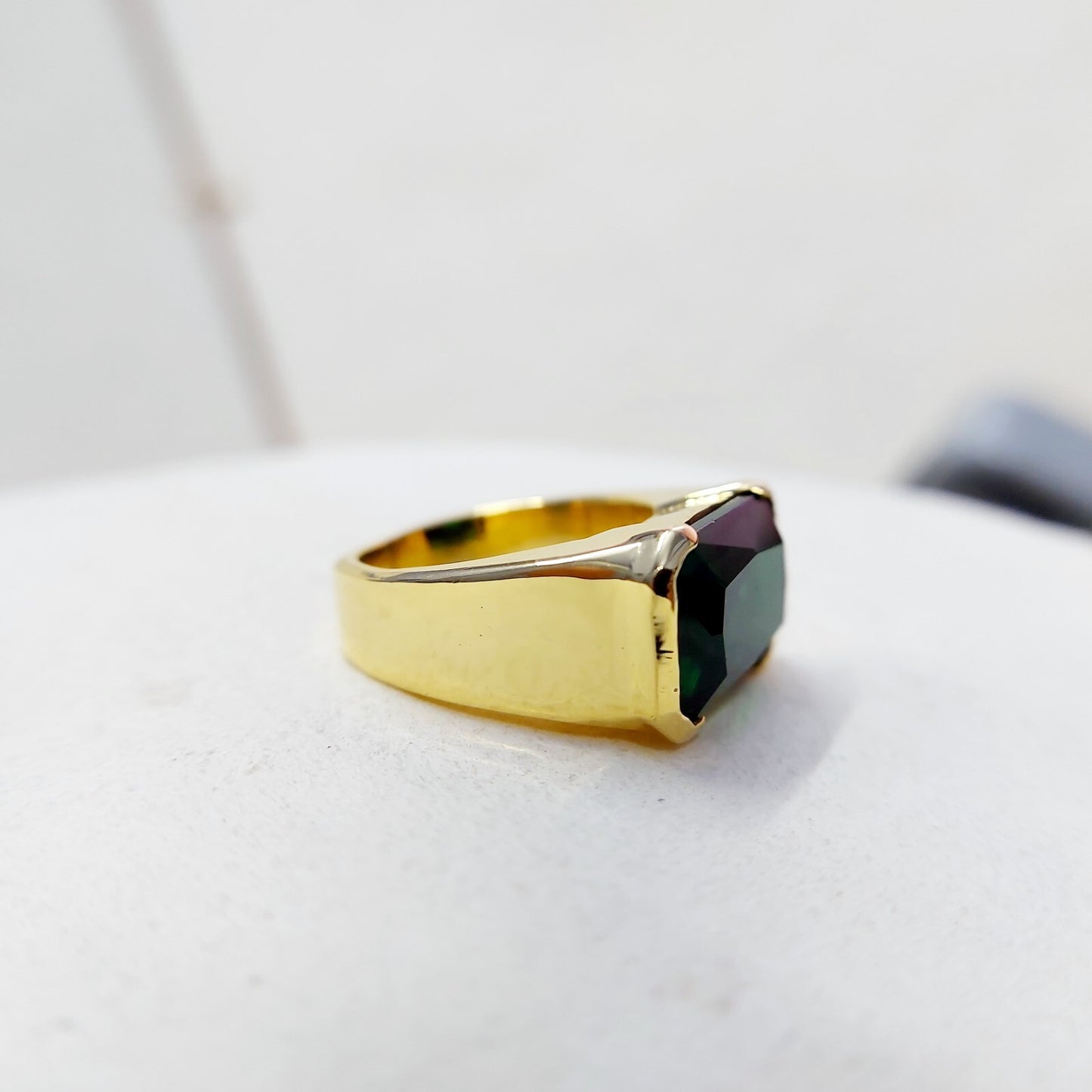 Natural Emerald Gemstone Signet Ring 925 Silver Men Band Anniversary Gift US5~15