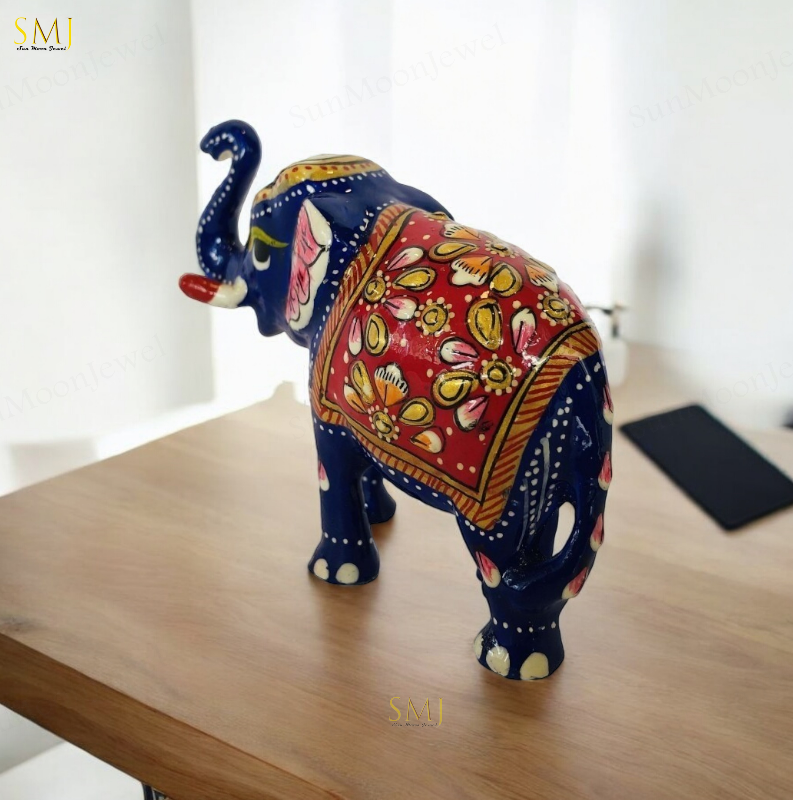 Meenakari Painted Ramu Elephant - Symbol of Luck & Prosperity Decor Animal Lover