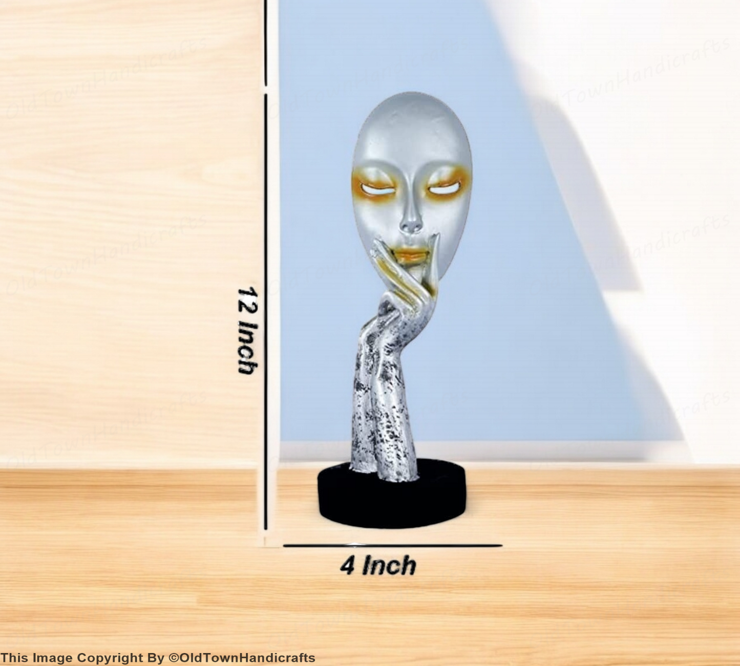 Antique Silver Face Handicraft Showpiece Decorative Home Decor for Living Room