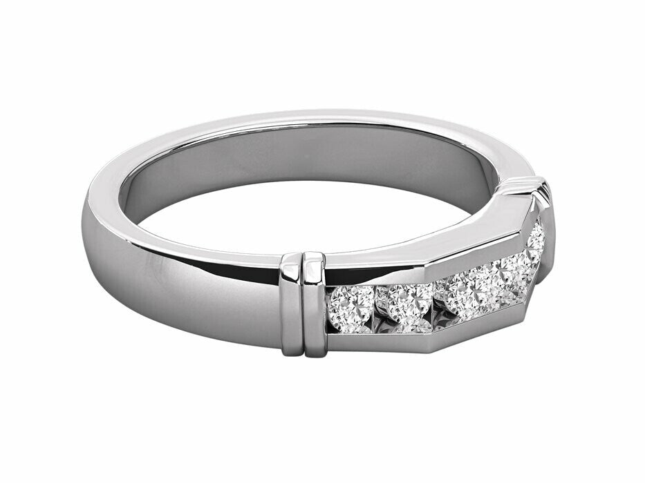 925 Silver CZ Channel Set Eternity Band Ring Men Round Cut Wedding Ring US5-15
