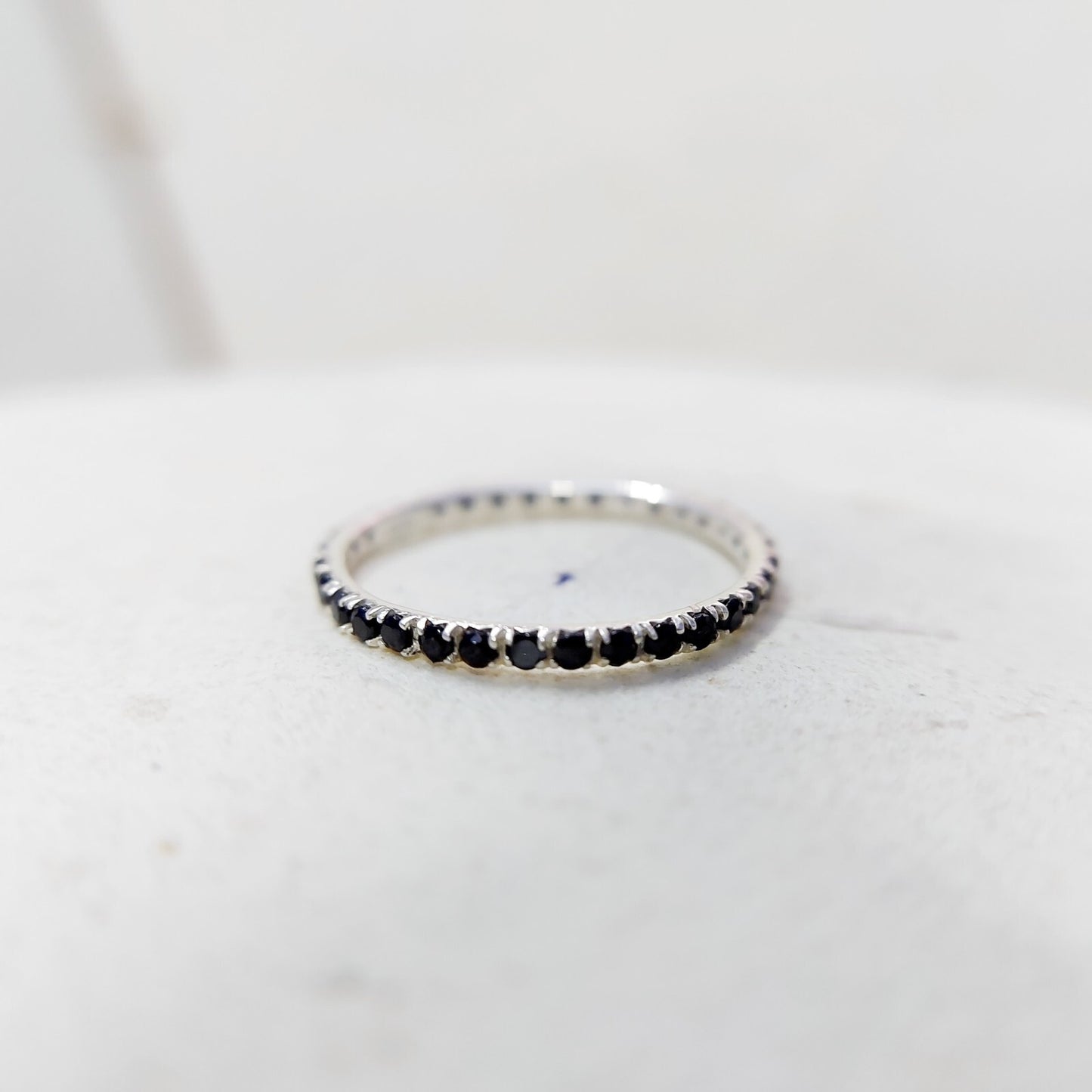 Black Onyx Gemstone Silver Handmade Eternity Engagement Women Gift Ring Us5~15