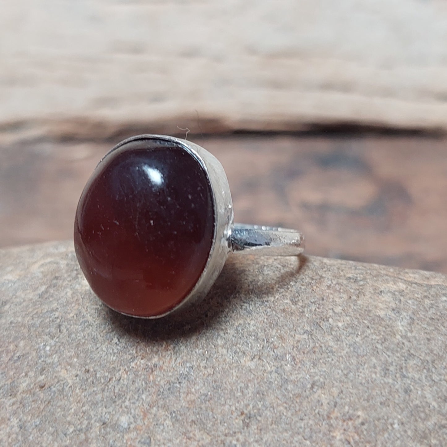 Natural Brown Slice Agate Ring,best gift 925 Sterling Silver Agate Jewelry