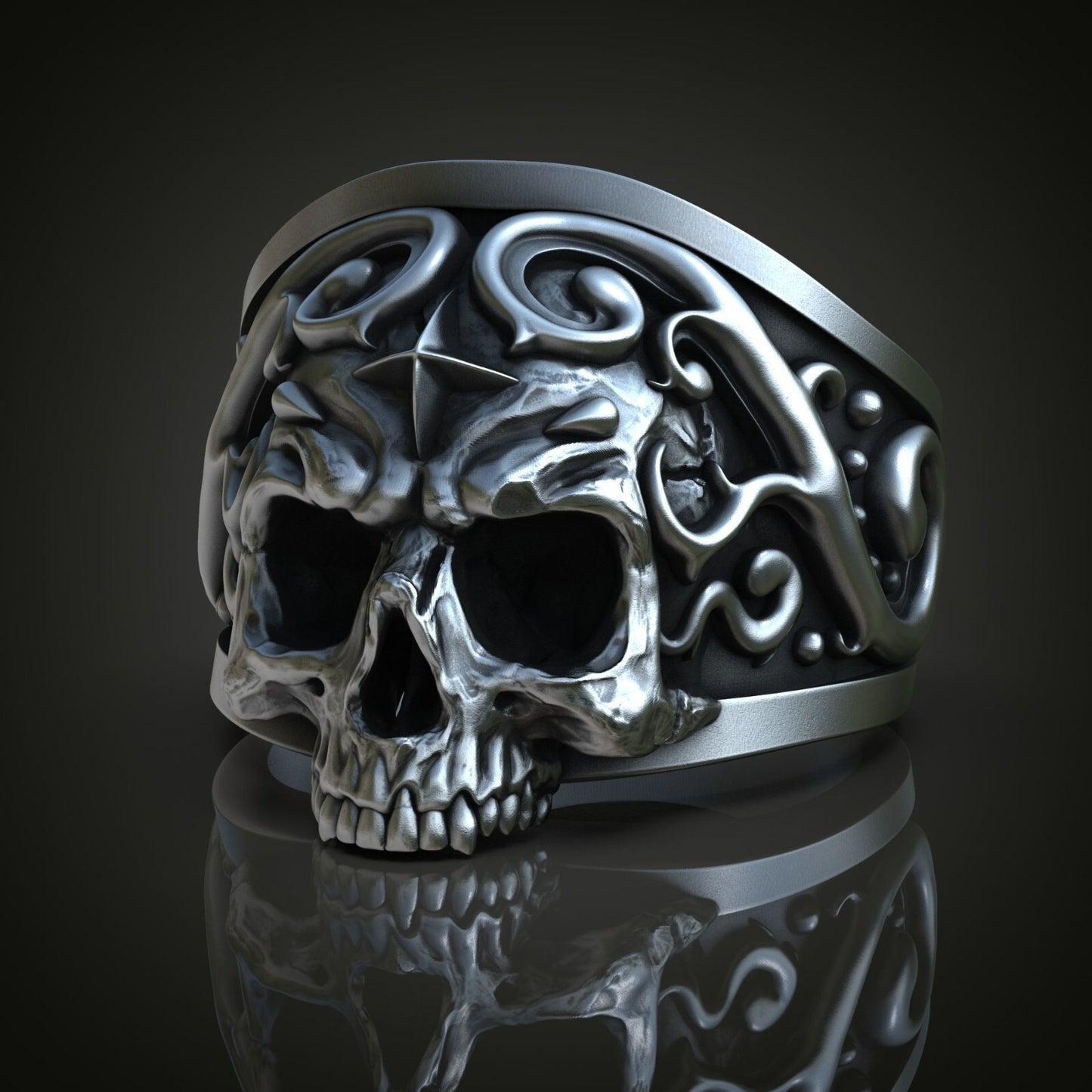 925 Silver Skull Ring High Detail Gothic Biker Punk Men Women Gift Ring US5~15
