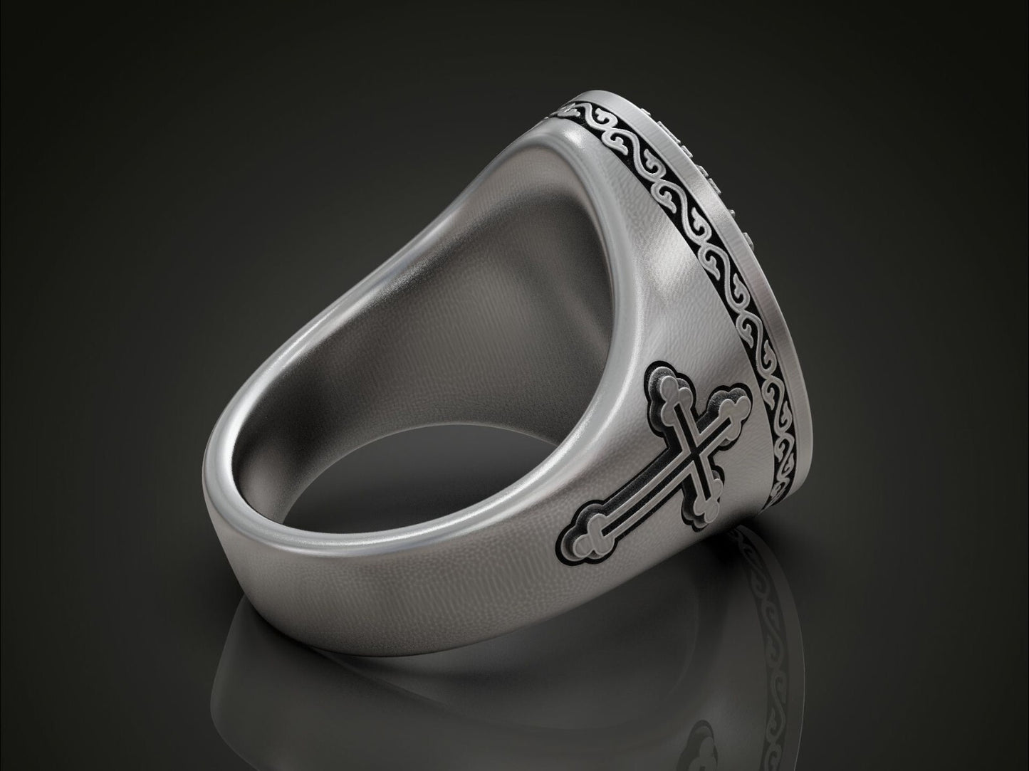Saint Michael Archangel Ring Silver Signet Religious Ring Gift For Men US5~15
