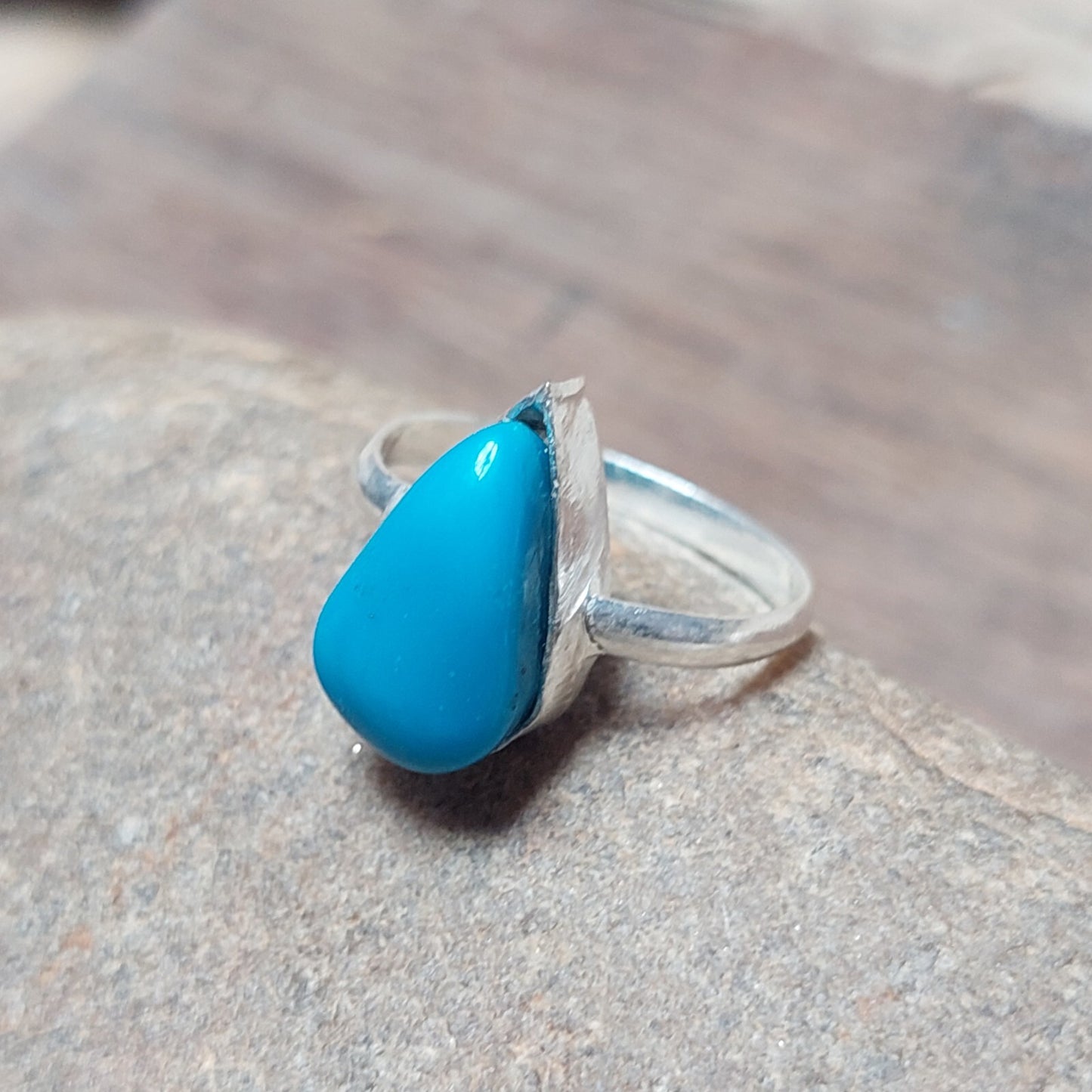 Kingman Pear Shape Turquoise Ring,925 Sterling Silver Jewelry,Statement Ring