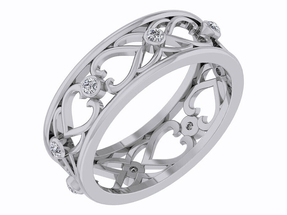 925 Silver Heart Shape CZ Promise Engagement Wedding Band Ring Women Gift US5-15