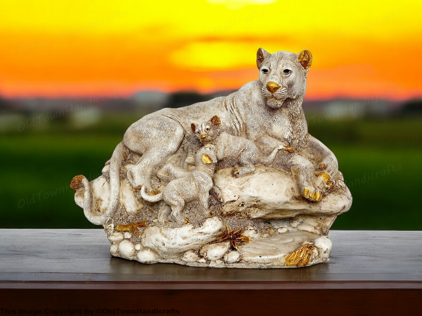 Polyresin Lion Family Statue 11" Decorative Showpiece for Home & Office Decor