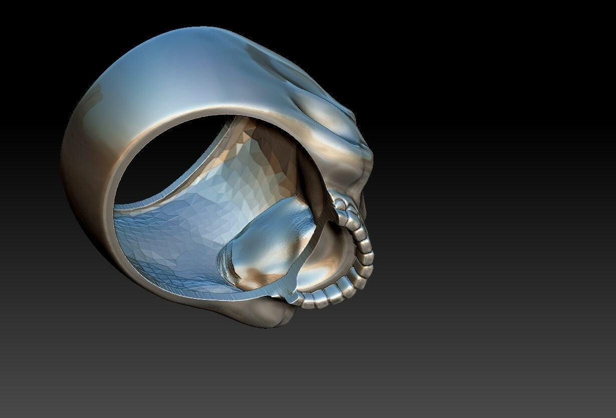 Keith Richards Skull Ring Silver Biker Rocker Gothic Men Women Gift Ring US5-15