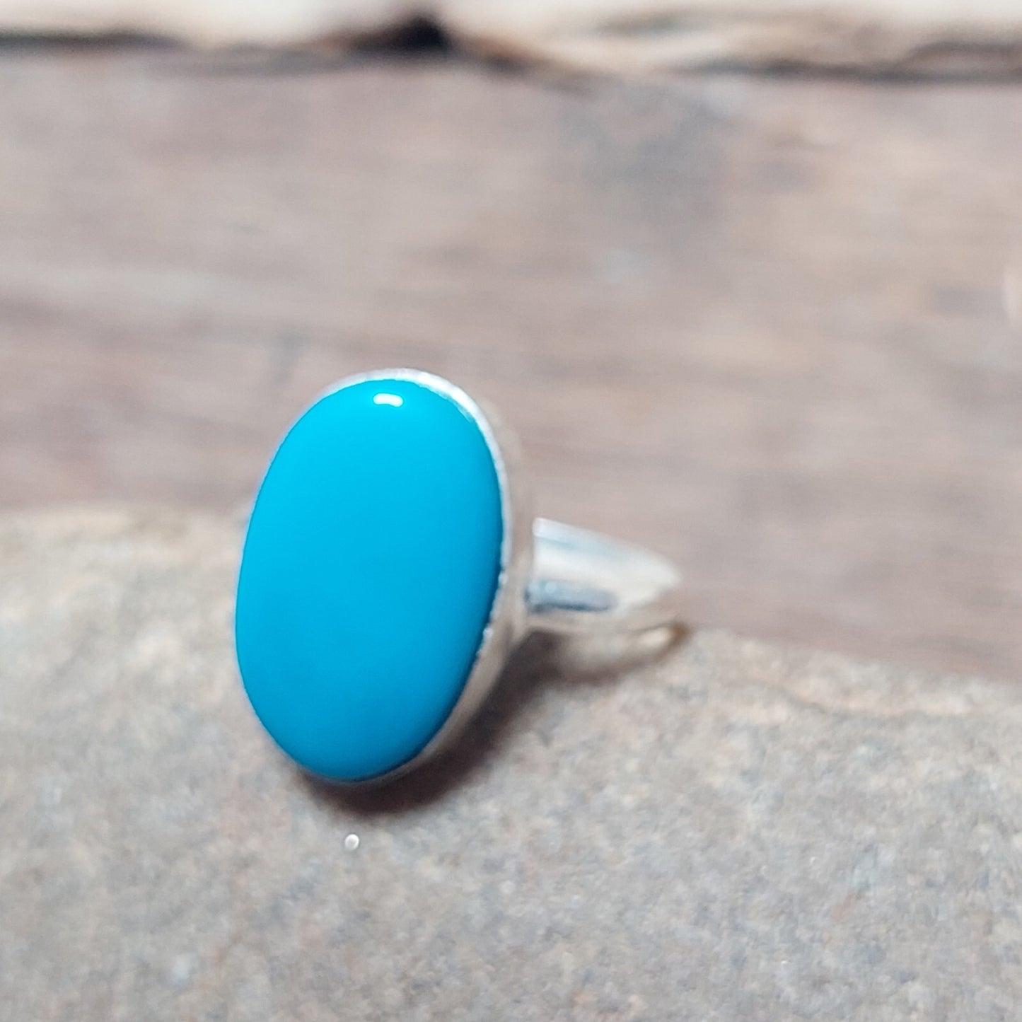 925 Sterling Silver Ring,Oval Turquoise Ring,December Birthstone,Lucky Ring