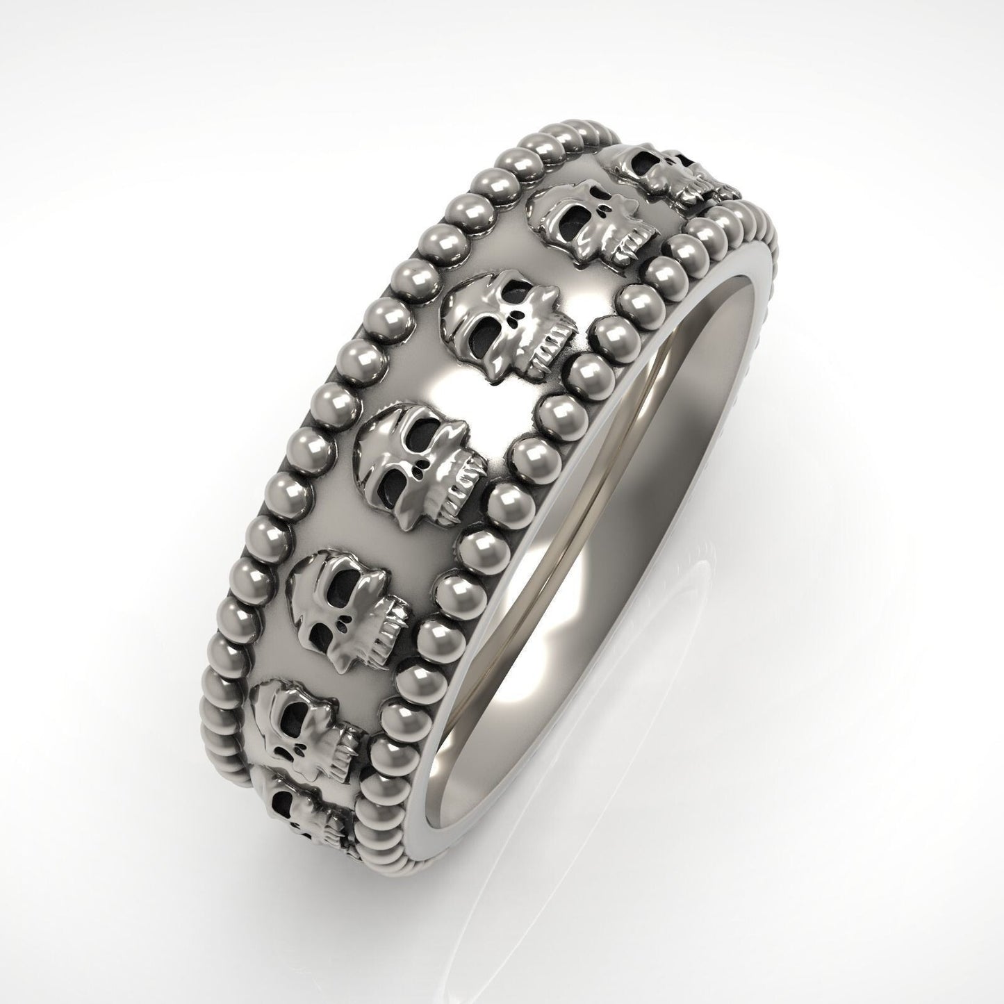 Gothic Skull Wedding Engagement Eternity Band 925 Silver Biker Skull Ring US5~15