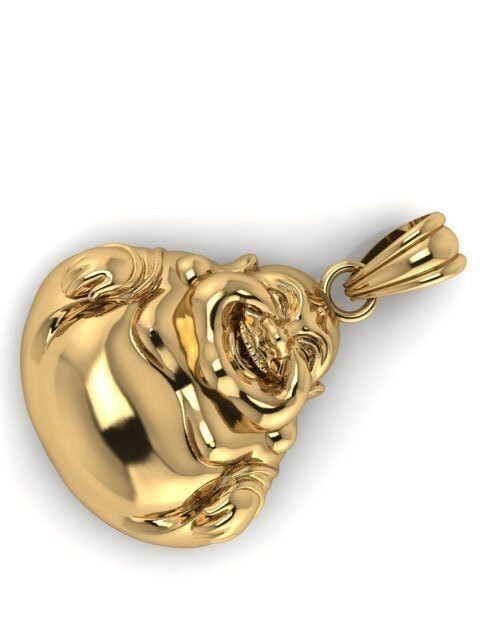 Vintage Brass Laughing Buddha Pendant Spiritual Yoga Charm Antique Brass Jewelry