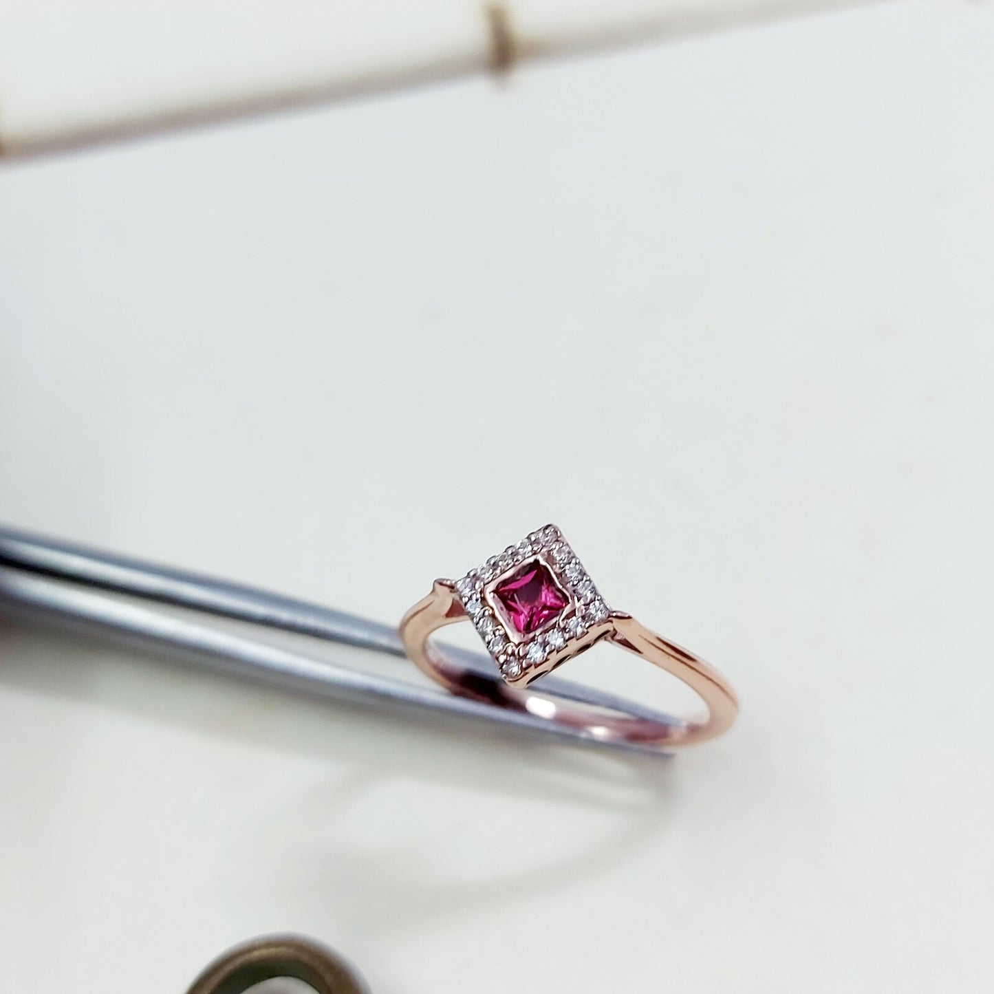 Natural Ruby Diamond Engagement Ring Square Halo Silver Band US5 ~15 Women Gift
