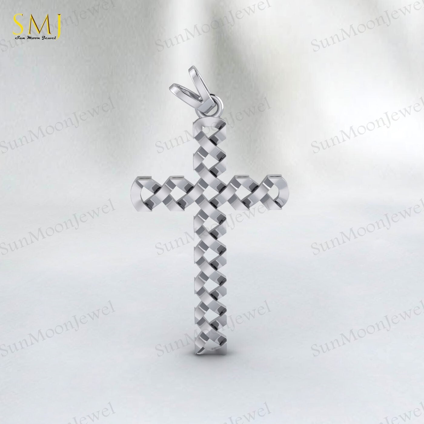 Mens 925 Sterling Silver Diamond Cut Cross Pendant Necklace Gift For Lover