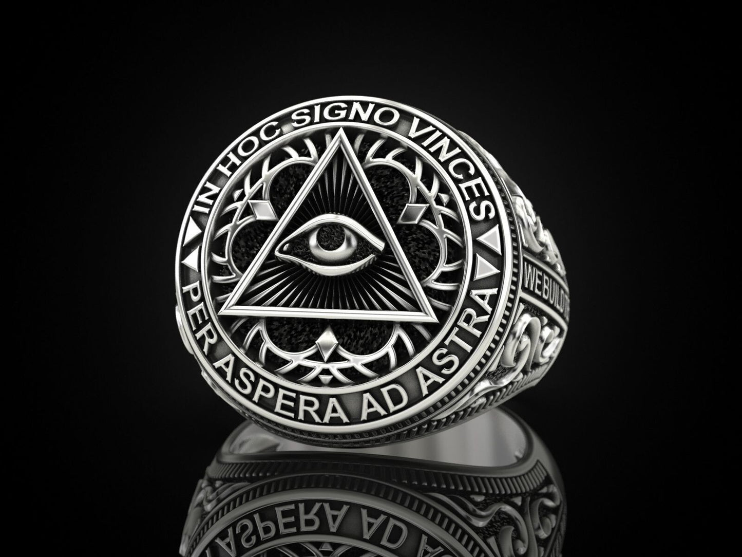 Masonic Freemason Third Eye 925 Sterling Silver Men's Biker Ring US7-15 Gift Men