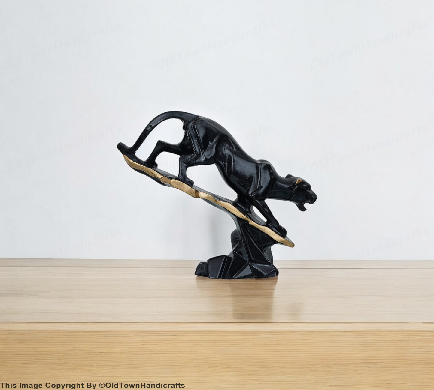 Handcrafted Black Panther Feng Shui Figurine Decorative Resin Showpiece Panther