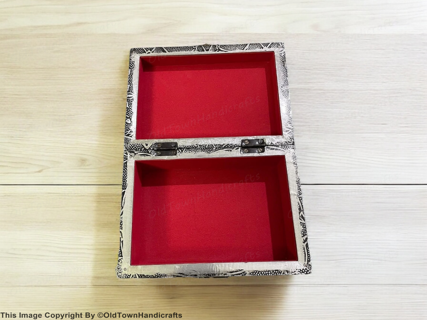 Handcrafted Antique Multipurpose Box jewellery Oxidised Silver Flower Design