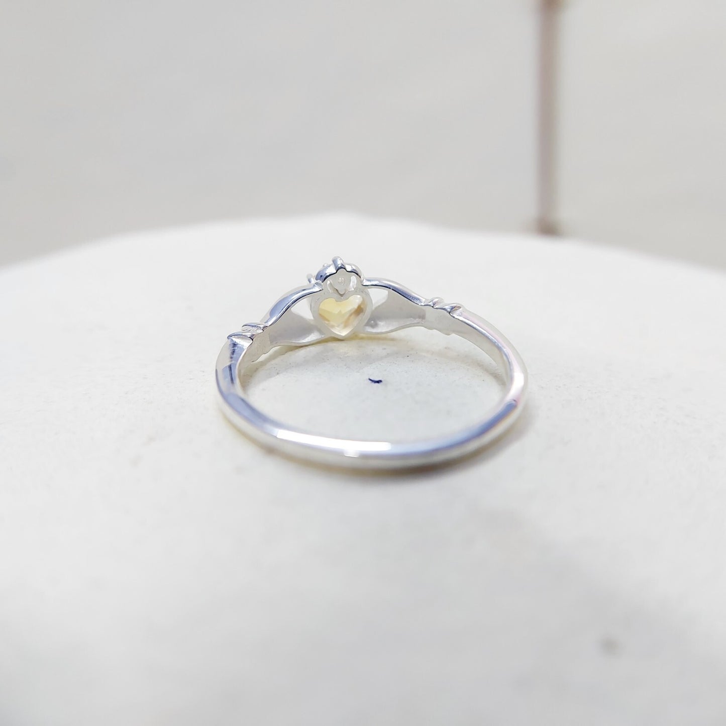 Claddagh Heart Citrine Ring Simulated Birthstone Women Silver Ring Gift Us5~ 15