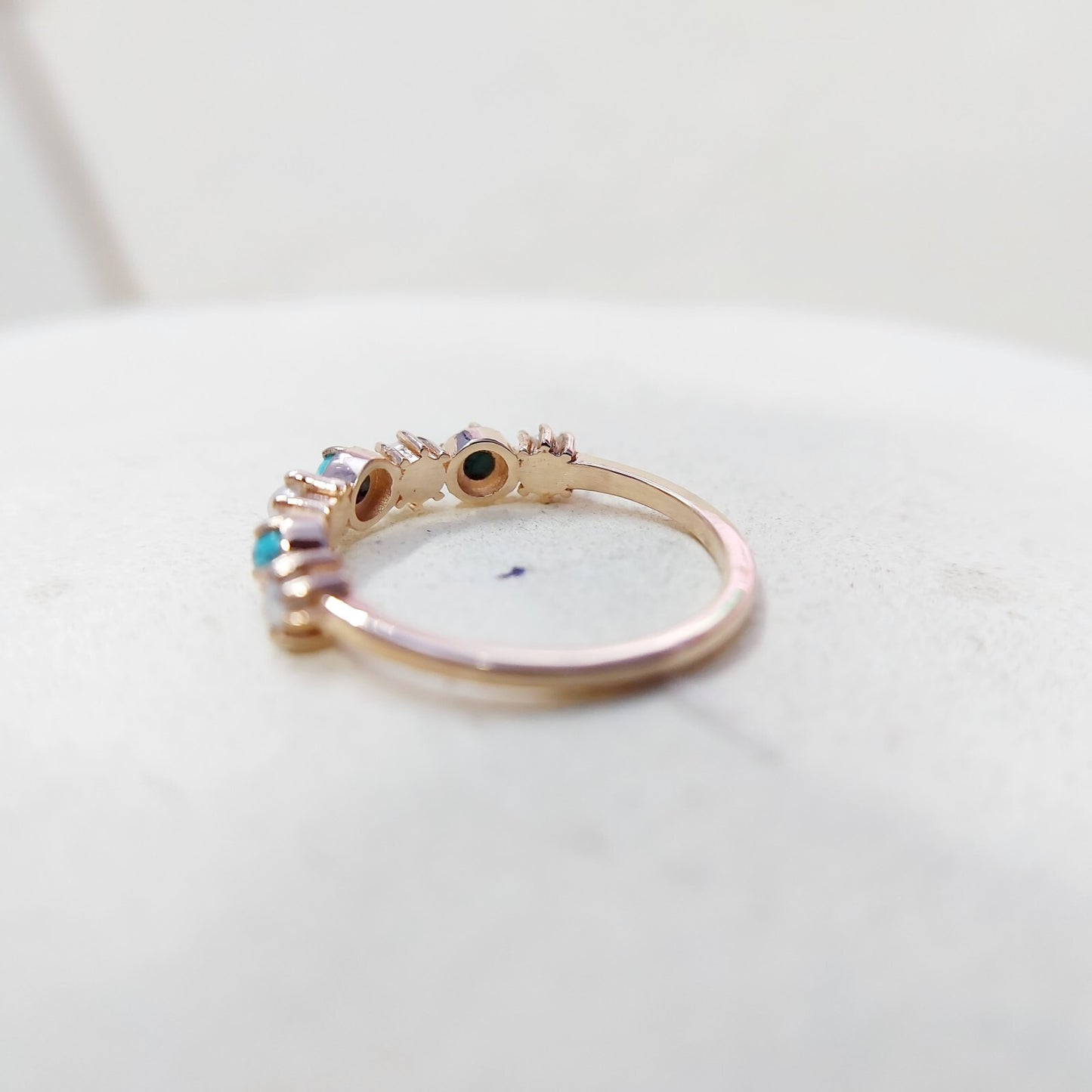 Turquoise Pearl Half Band Gemstone Wedding Engagement Ring For Women Gift Us5~15
