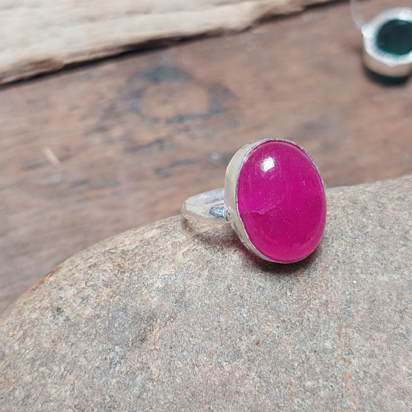 Pink Agate Gemstone Ring Oval Pink Agate Ring 925 Silver Handmade Women Ring