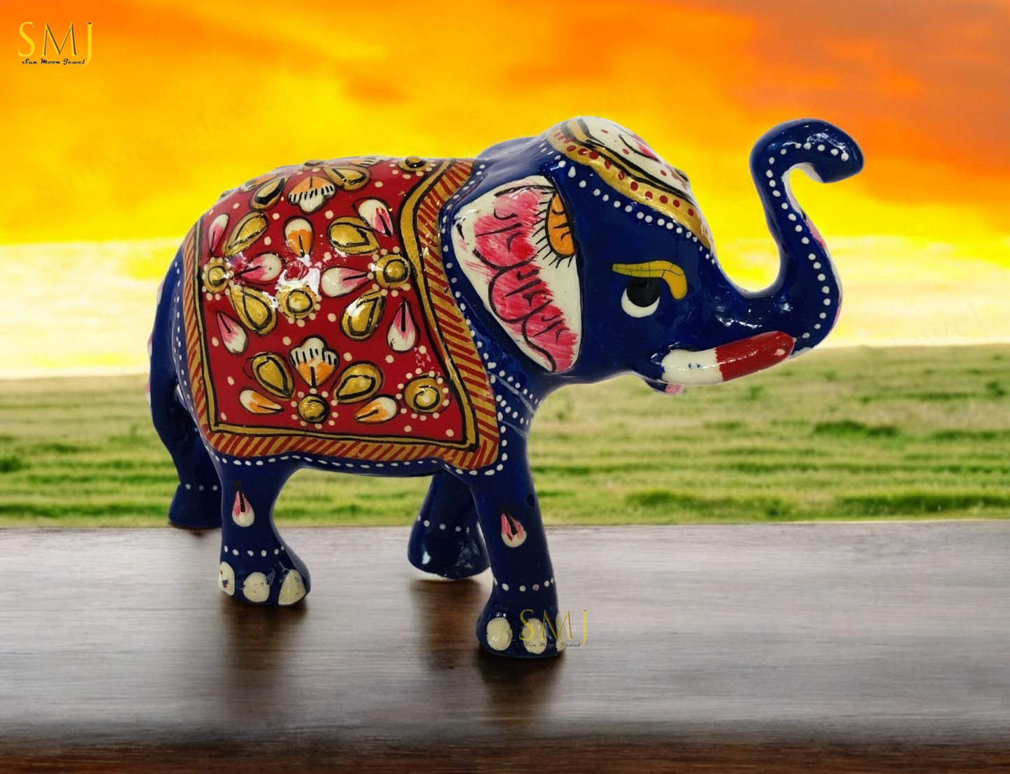 Meenakari Painted Ramu Elephant - Symbol of Luck & Prosperity Decor Animal Lover