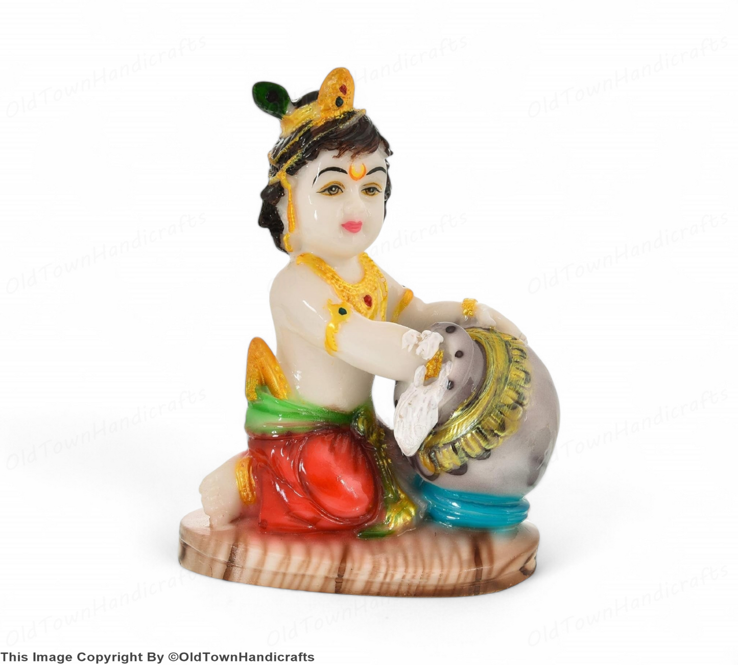 Polyresin Lord Krishna Idol with Dhai Handi Home Decor Showpiece for Pooja Room